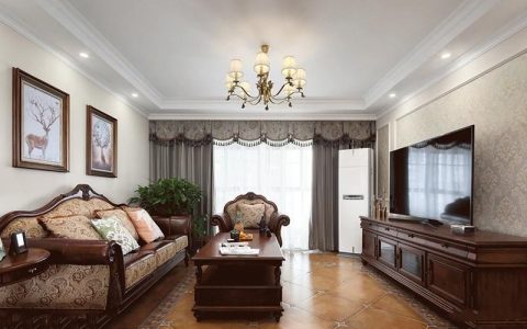 美式风格客厅仿古砖装修设计效果图